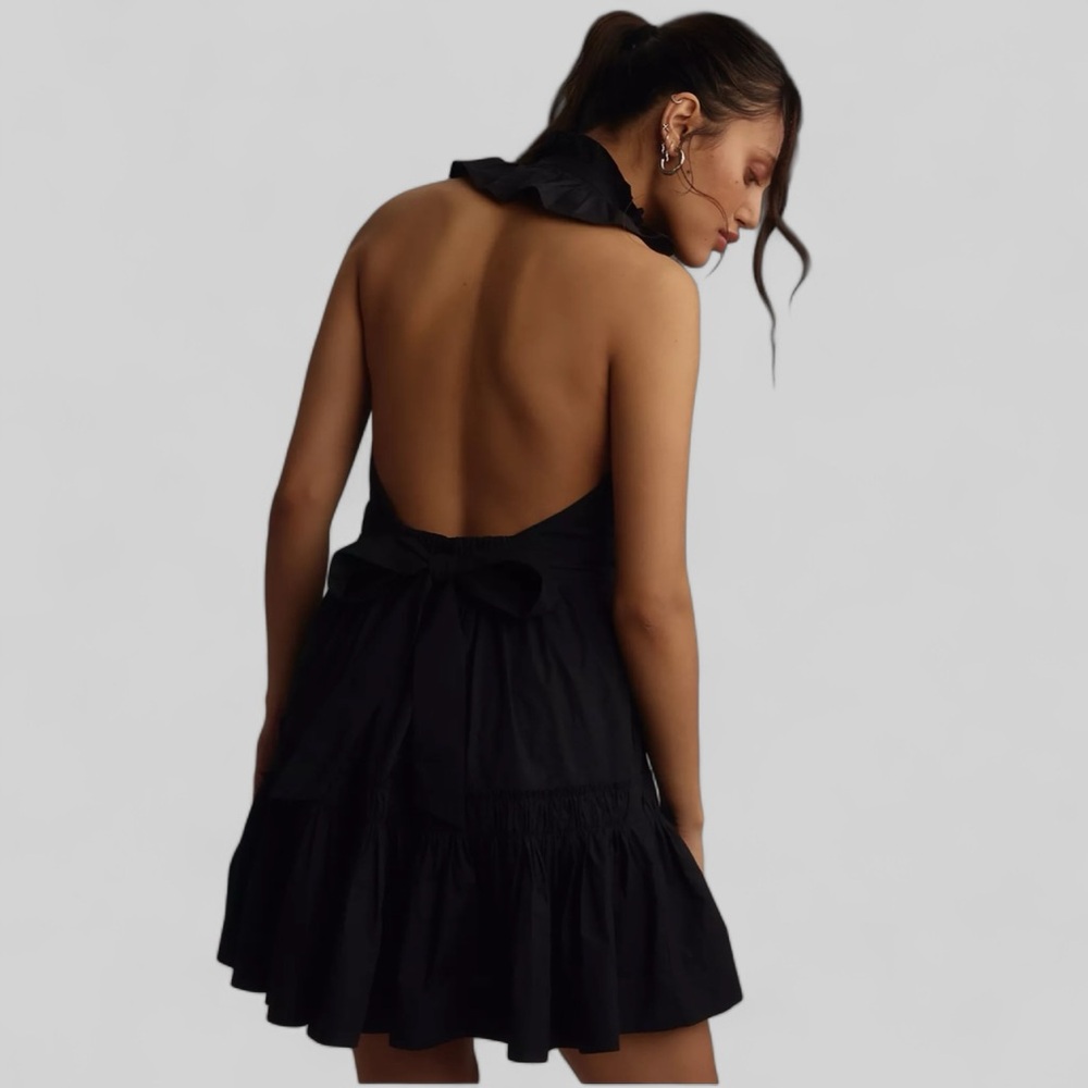 NWT Anthropologie V-Neck Belted Halter Mini Dress